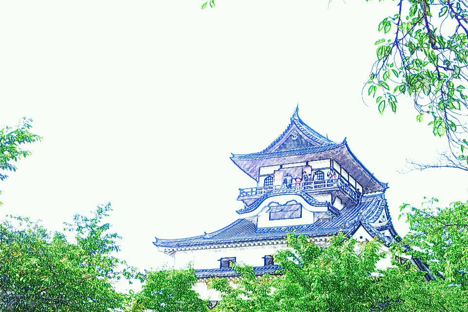 220616犬山城（日本100名城No.43）お城のスケッチ（Japanese castle sketch）