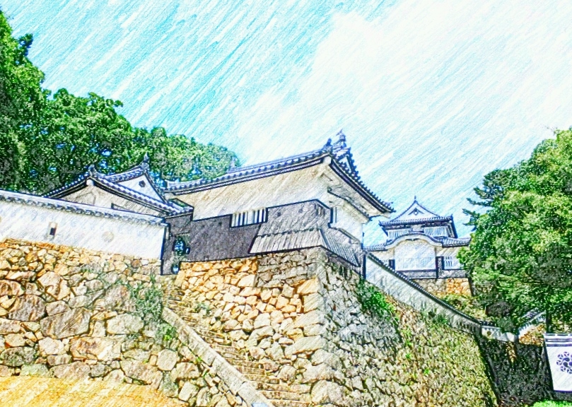 220716備中松山城（日本100名城No.68）お城のスケッチ（Japanese castle sketch）
