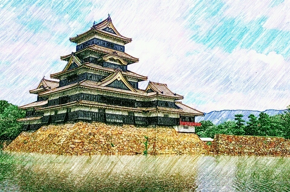 220721松本城（日本100名城No.29）お城のスケッチ（Japanese castle sketch）