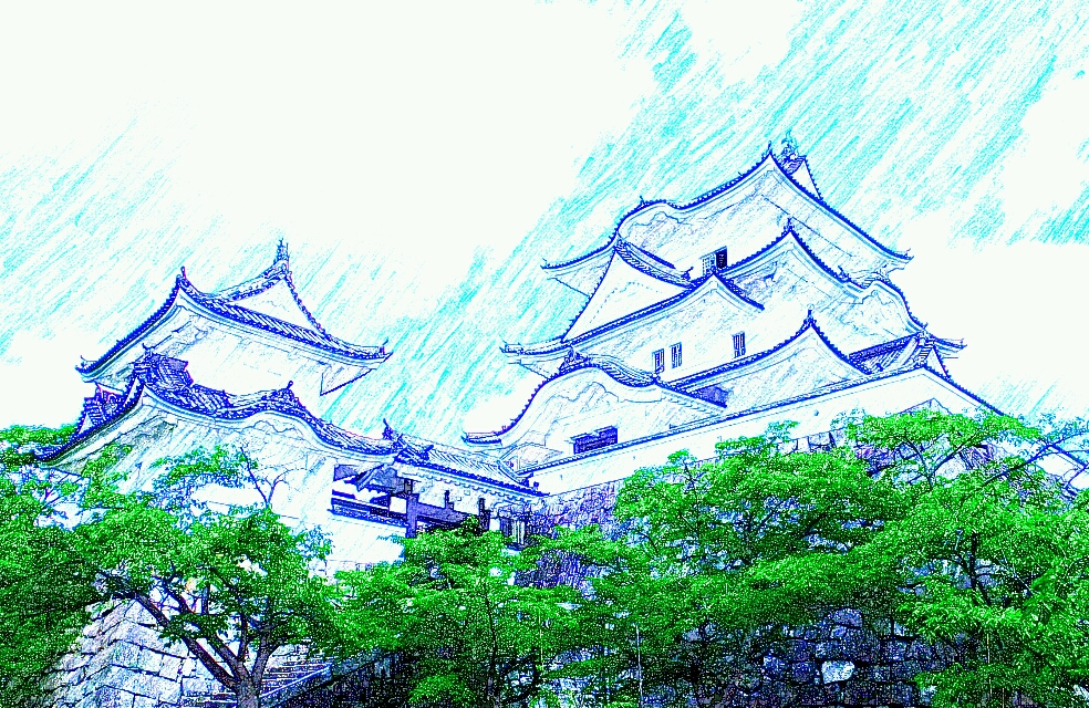 220712伊賀上野城（日本100名城No.47）お城のスケッチ（Japanese castle sketch）