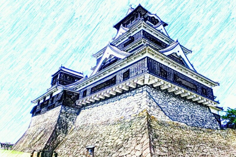 220822熊本城（日本100名城No.92）お城のスケッチ（Japanese castle sketch）