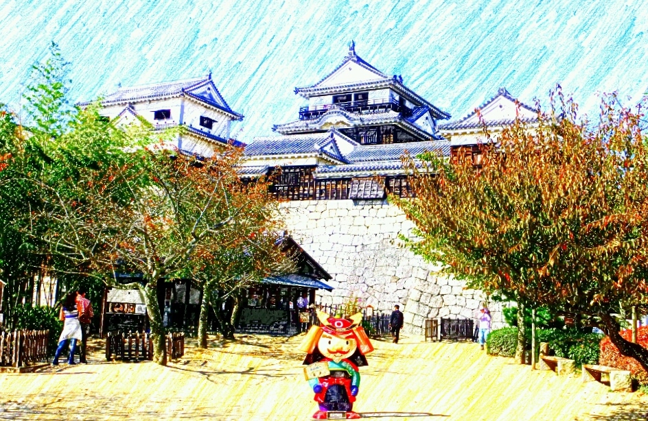 220818松山城（日本100名城No.81）お城のスケッチ（Japanese castle sketch）