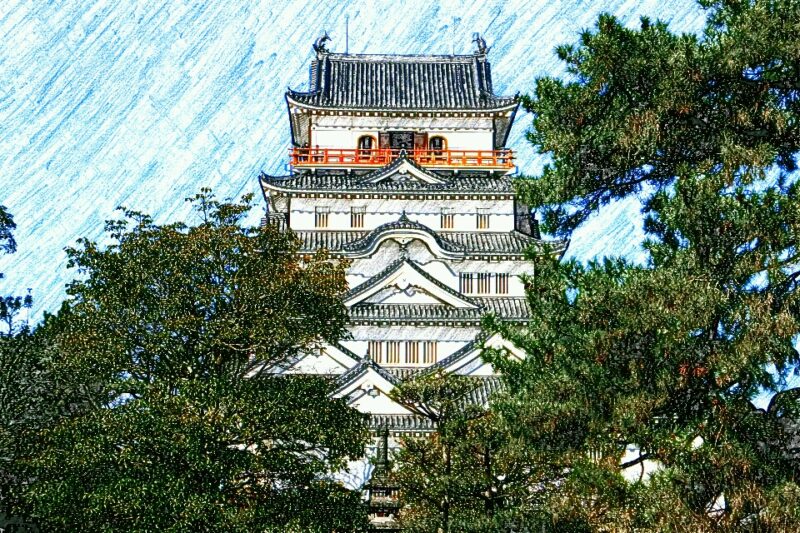 220805福山城（日本100名城No.71）お城のスケッチ（Japanese castle sketch）　　　