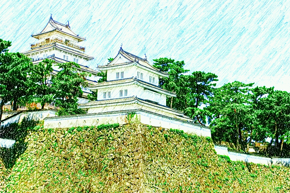 島原城（日本100名城No.91）お城のスケッチ（Japanese castle sketch）