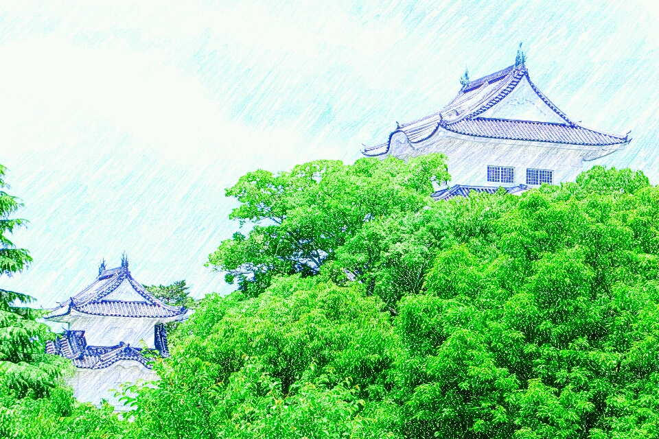 221030伊賀上野城（日本100名城 No.47）お城のスケッチ（Japanese castle sketch）