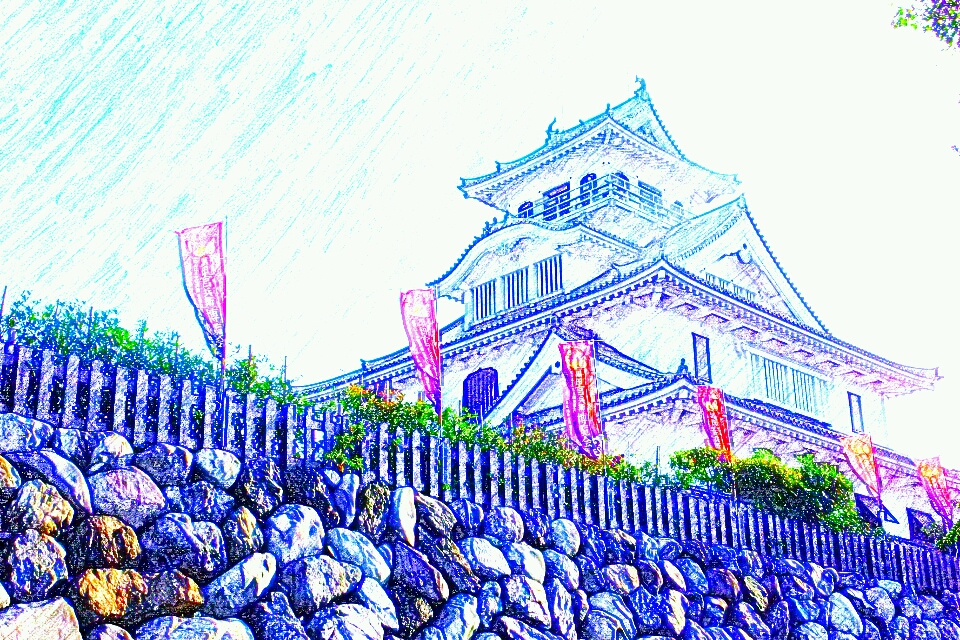 221030長浜城【お城のスケッチ（Japanese castle sketch）】