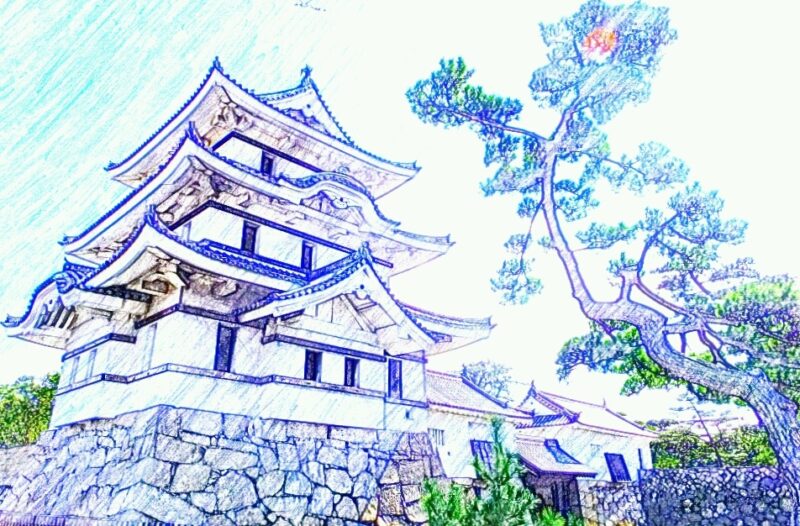 221016高松城（日本100名城No.77 ）お城のスケッチ（Japanese castle sketch）