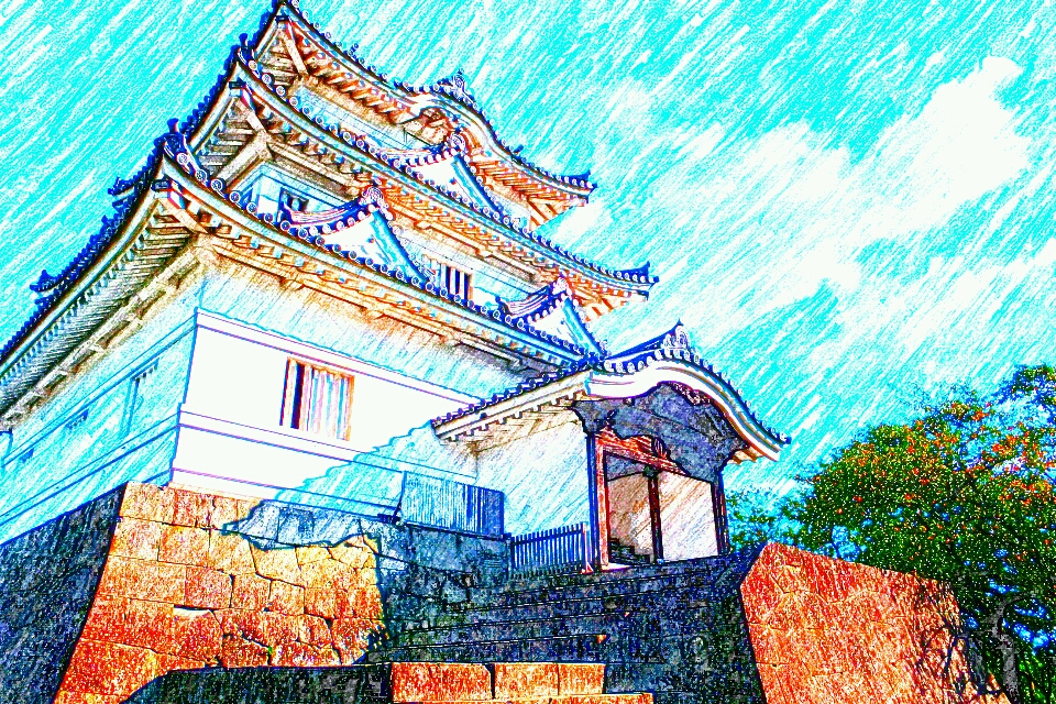 221001宇和島城（日本100名城No.83）お城のスケッチ（Japanese castle sketch）