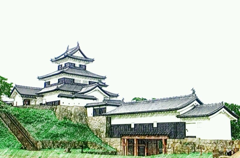白河小峰城（日本100名城No.13）お城のスケッチ（Japanese castle sketch）